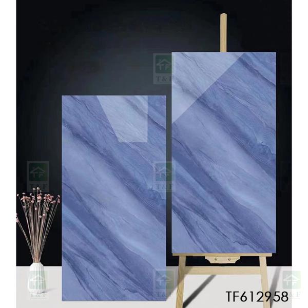 A porcelana lustrada vitrificada apartamento telha o interior lustroso azul do corpo 60x120 completo