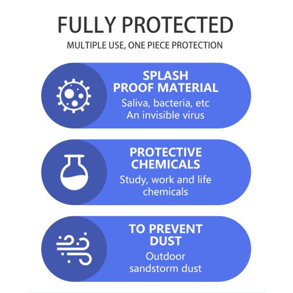 Изумленные взгляды безопасности PVC CE анти- химические медицинские наблюдают защитное 160*85mm