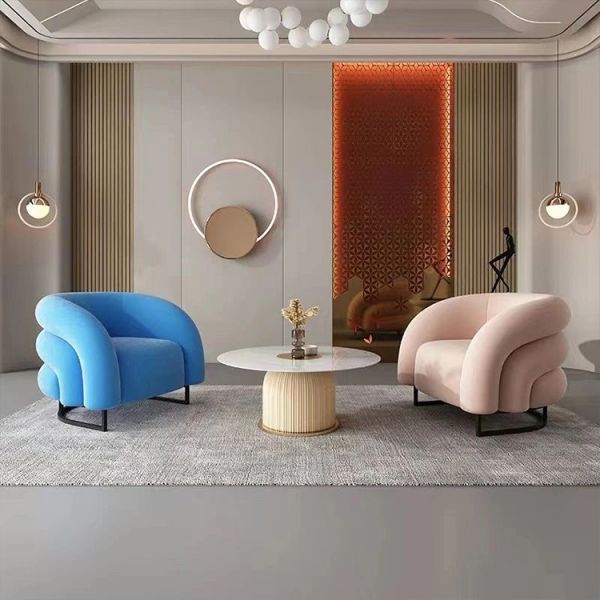 Modern Optional MOYI Fabric Sofa Light Luxury High End Armchair Nordic Trendy Velvet Leisure Chair Soft Comfortable Seat