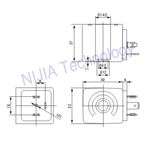 Parker 491514Q3 D400Q3 solenoid coil insert diameter 9.5mm high 37mm AC220V 110V DC12V 12W