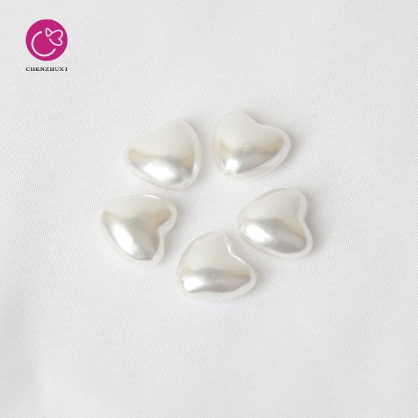 Wholesale 18-14mm Sewing Pearl Stones White Plastic Acrylic Beads Heart Pearls With Hole for Hairpin DIY