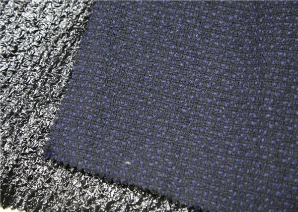 Shinine Black PU Bonded Leather Fabric With Backing Bonded Knitted Fancy Yarn