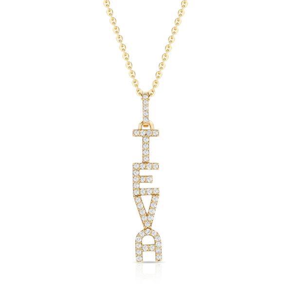 Elegant 925 Sterling Silver 14K Gold MAMA Floating Long Pendant Necklace