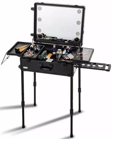 Light Weight Aluminum Makeup Case With Mirror And Lights For Makeup Artists