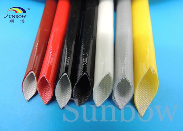 Black Silicone Fiberglass Sleeving / rubber fiberglass braided sleeve for wire harness insulation