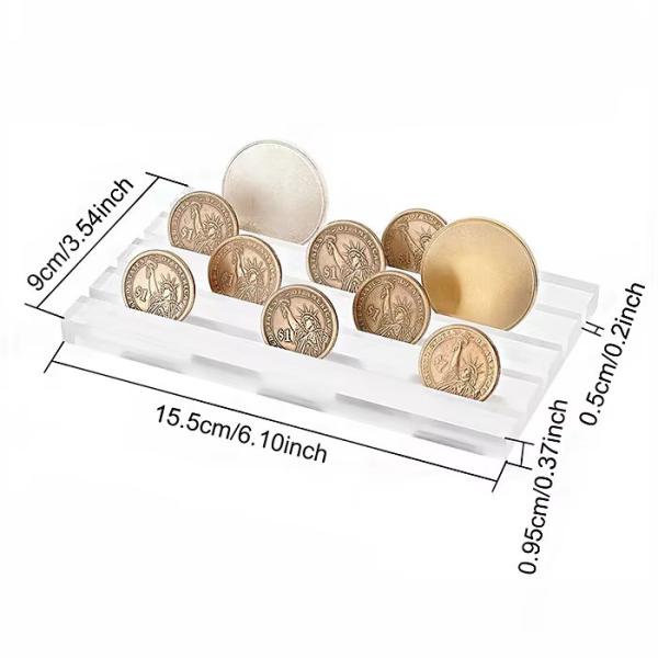 Clear Coin Collection Cast Acrylic Holder Acrylic Coin Display Stand With Groove Cut