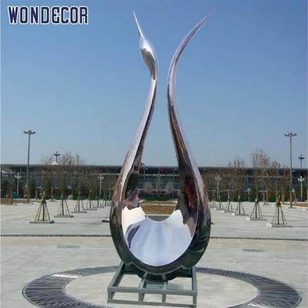 Decoración al aire libre de acero inoxidable del jardín de la escultura el 180cm del cisne del extracto