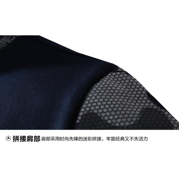 Polyester / Cotton Knitted Heated Jacket Dark Blue Baseball Uniform Printed Jacket