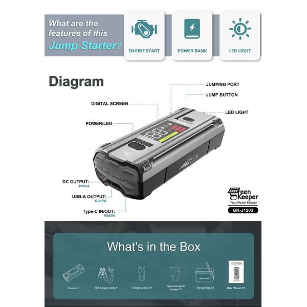 Портативный 3000А батарейный пакет для транспортных средств грузовик Автомобиль Ультрабезопасное многофункциональное