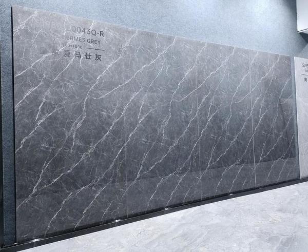 Black Marble Look Polished Glazed Porcelain Tile 900x1800mm