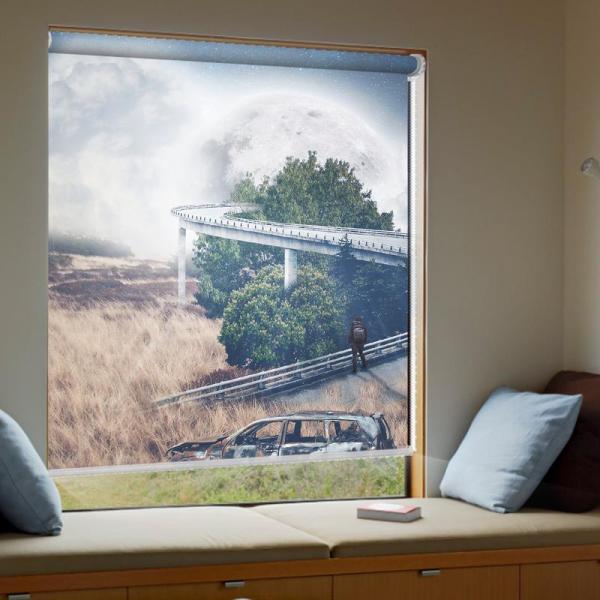 Digital Roller Blinds Slat Commercial Printed Manual Pull Rope Slat Style