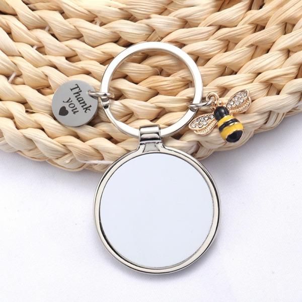 Promotional Birthday Gift Keychain Round Metal Pendant Keychain Unique Sublimation Blank Photo Keychain