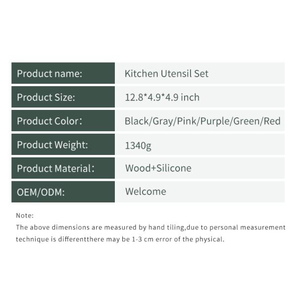 24 Pieces Non-Stick Wooden Handle Silicone Kitchen Gadget Set with Customized Options