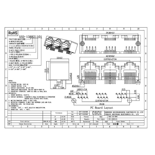 Side Entry Integrated 90 Degree RJ45 Ethernet Connector