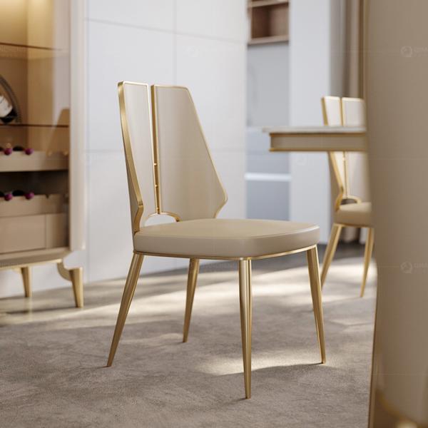 Foshan ss steel furniture new design leather covers dining chairs set