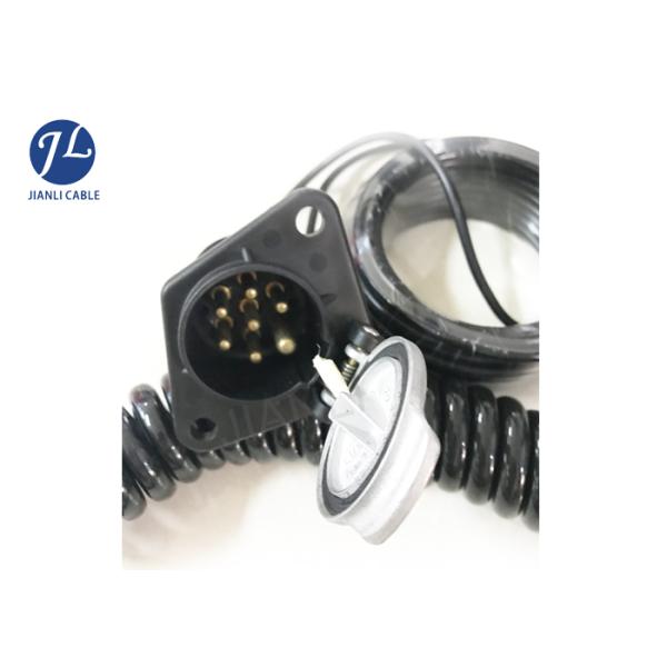 Retractable Coiled Power Cable With 7 Pole Truck Trailer Plug For Reverse Camera