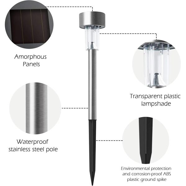 Direct Solar LED Landscape Lights for Outdoor Pathway Stainless Steel Garden Lighting