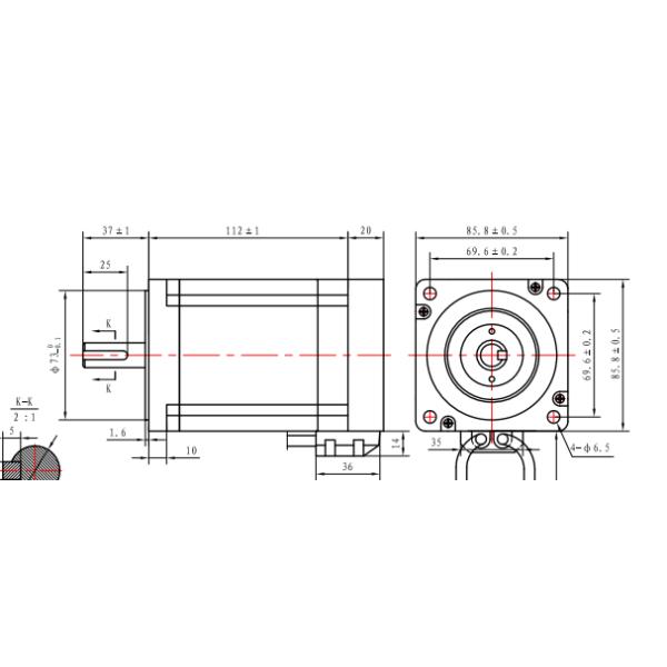 DC вала 6A 3.24V мотора HBS86H 8.5Nm 37mm короткозамкнутого витка NEMA 34 86X86mm
