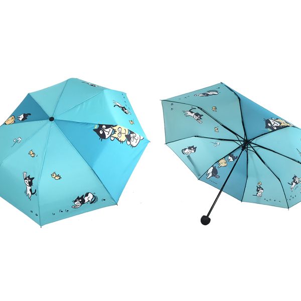 Lightweight Steel Frame 3 Foldable Umbrella With 98cm Open Diameter 24cm Folded Length