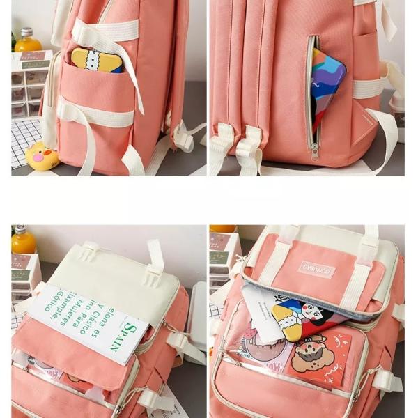 OEM 1.35 Inch Girls School Bag Set Large Capacity 5 In 1 Backpack Sling Pencil Bag