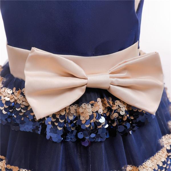 Polo Dress Beige Bow Belt Wave Dress Sequin Princess Girl Dress My First Christmas Girl Ropa Niñas Girls Christmas Dress