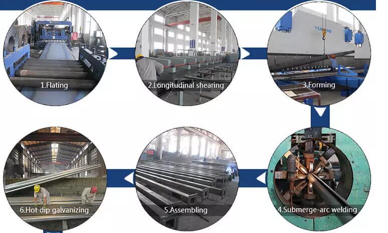 Straight Tubular Poles Alloy Steel Seamless Tubes Hot Gavlanized Street Lighting Poles