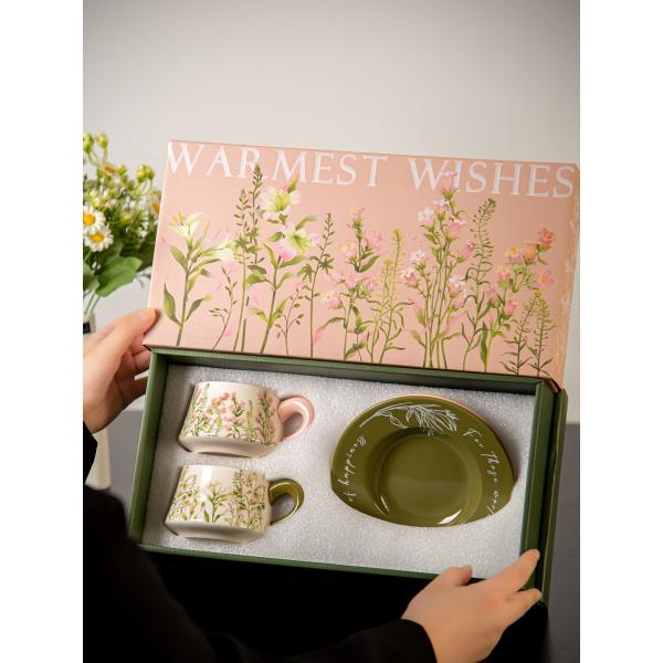 Lily Wind Bell Floral Cups And Saucers Set Perfect Gift For Business Occasions