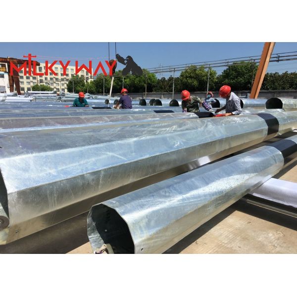 Steel Power Pole 12m Height Hot Dip Galvanized with Minimum Breaking load 2.5KN 10KN 20KN