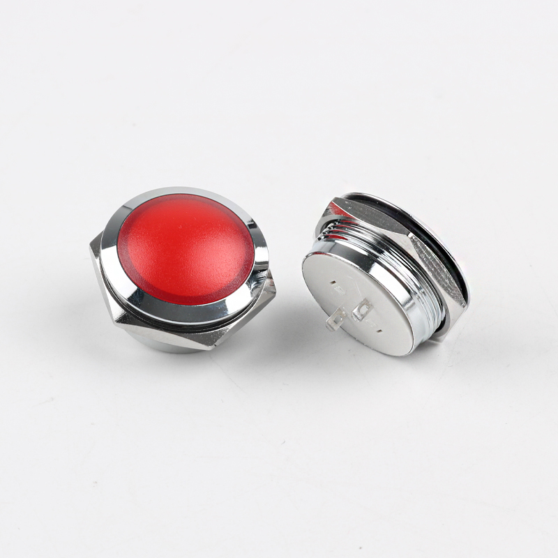 22mm Metal Indicator Light Short Spherical Crystal Finish Waterproof Welding Foot Soft-Light LED 12V 24V Red Yellow Blue