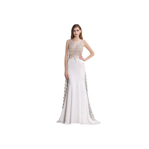 Embroidery Lace Muslim Long Evening Gowns Custom Size XS , S , M , L , XL