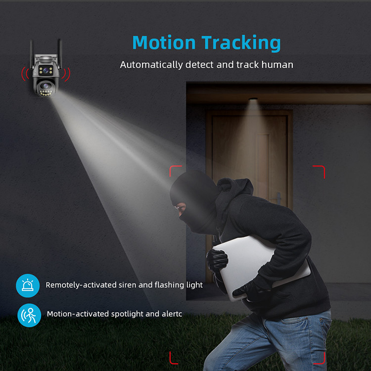 Камера с двойным объективом Wi-Fi CCTV Монитор 360 градусов Удаленное наружное ночное видение 4G фотокамера