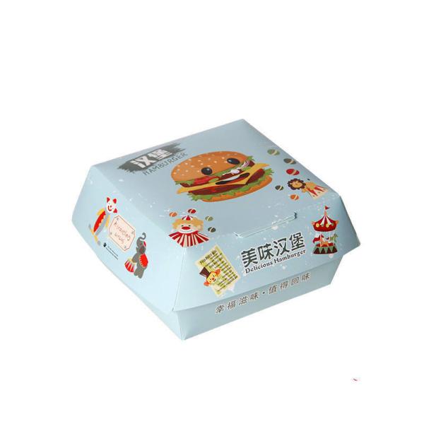 Paperboard Disposable Eco-Friendly Fast Food Burger Box with Matt Lamination Customized White Cardboard Packaging Box
