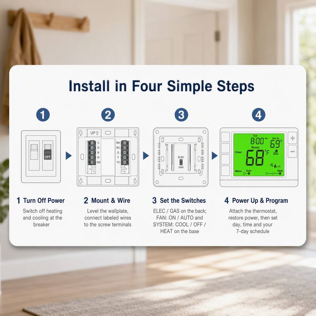 Programmable 7 DAY Coiiwsei Thermostat for Room Air Conditioning Unit