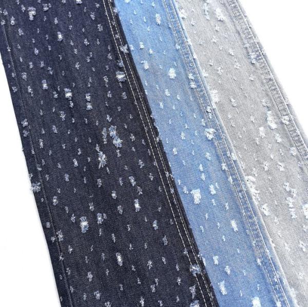 New Design Crochet  Jacquard Denim Fabric Vertical Bamboo Yarn Non Elastic Denim 9.5oz 180CM