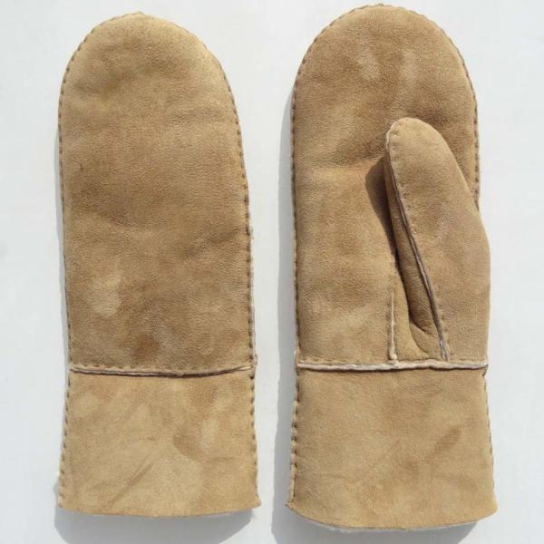 New Fashion Hand Sewing Spanish Merino Shearling Sheep Skin Double Face Winter Mitten Gloves