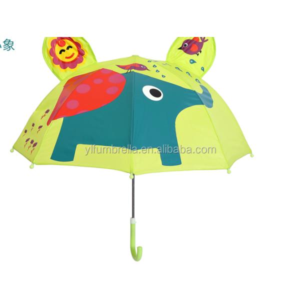 Open Diameter 90cm 19inch 8K 190T Pongee Kids Umbrella with Ears Personalized and Cute