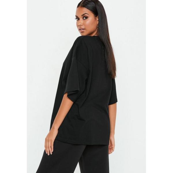 Logo Custom Black Drop Shoulder Oversized T Shirt Clothing Women