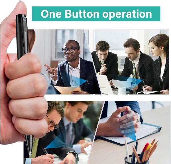 Black Mini Wifi Camera 1080P Pen Hidden Camera For Business Meetings