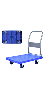 Folding Steel Trolley Platform Handtruck Brake Heavy Industrial Flatbed Truck Logistics Warehouse Handling