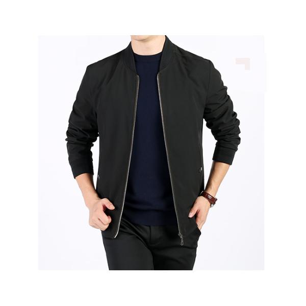 Polyester Water - Resistant Men's Bomber Jackets Rib - Knit Standing Collar