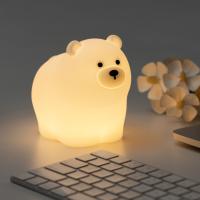 OEM Led Cute Cartoon Lumière de sommeil d'ours en silicone usb lampe de nuit rechargeable chambre à coucher bébé Lumière de nuit à côté du lit