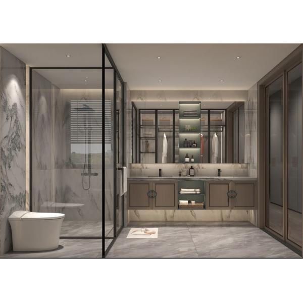 Stainless Steel Chinese Style Bathroom Vanity Cabinet With Exquisite Floral Handles