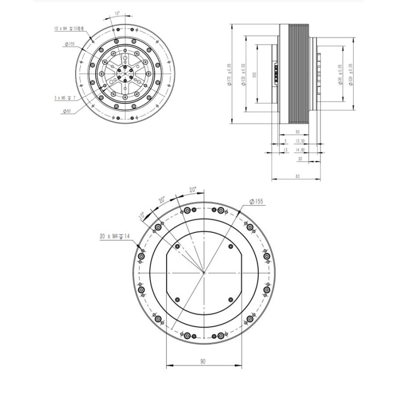 Foxtechrobot PYTCHER A13720-P148V 105RPM Brushless Bionic Arm Joint Planet Metal Material Robot Manipulator Motor