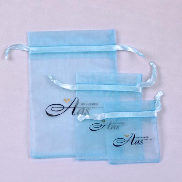 SA8000 SMETA Organza Drawstring Pouch , LOGO Screen Print Organza Jewelry Bags