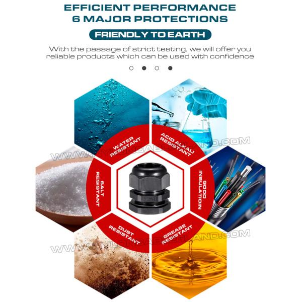 Polyamide Plastic IP68 Waterproof Solar Cable Glands (Strain Relief Connectors) with PG, Metric & NPT threads