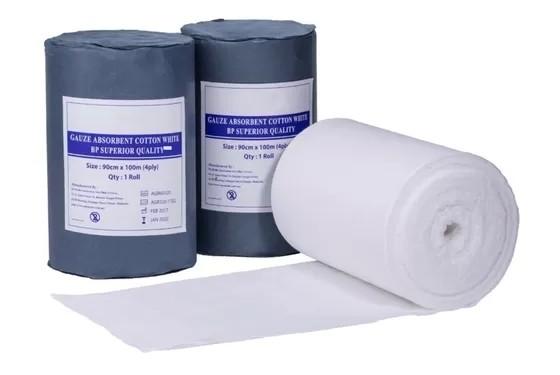 Fabricante Personalizado 4ply Dobragem Algodão Branco Hospital Medical Gauze Jumbo Roll