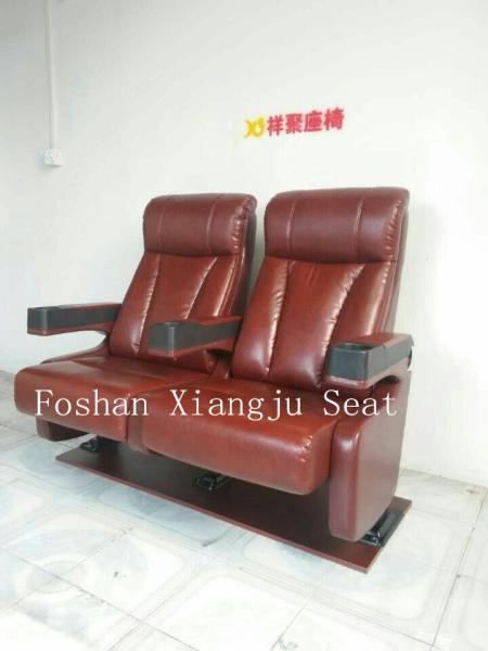 Brown Color Leather Back Fixed Cinema Theater Seating 2.3mm Thickness For Audience