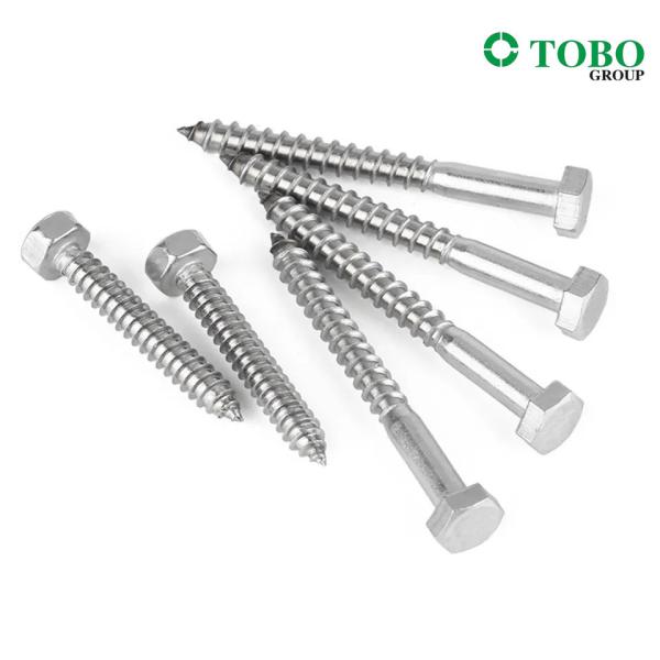 DIN571 Stainless Steel SS304 SS316 Hex Head Wooden Screw With Half Thread