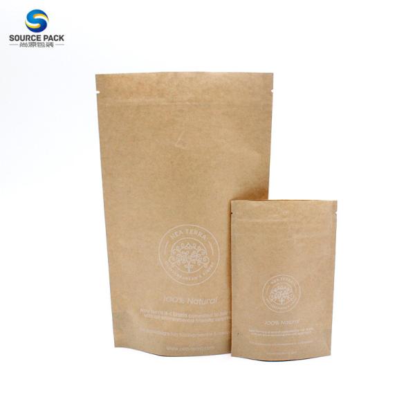Food Packaging Stand Up Pouch Zipper Kraft Paper Bag Eco Friendly Biodegradable