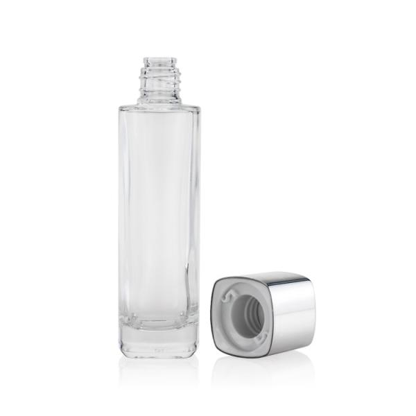 Os recipientes cosméticos vazios do vidro 50ml 100ml 120ml bombeiam o tampão do pulverizador e o tampão de parafuso